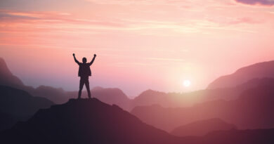 Achiever on a mountain