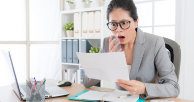 Shocked boss reading a perfect resignation letter